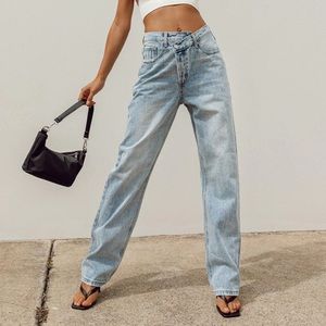 Princess Polly HOLLY ASYMMETRIC STRAIGHT LEG JEAN Size 8